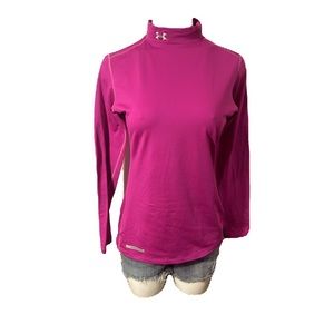 UNDER ARMOUR WOMENS COLDGEAR COMPRESSION MOCK TOP DARK PINK SIZE LARGE